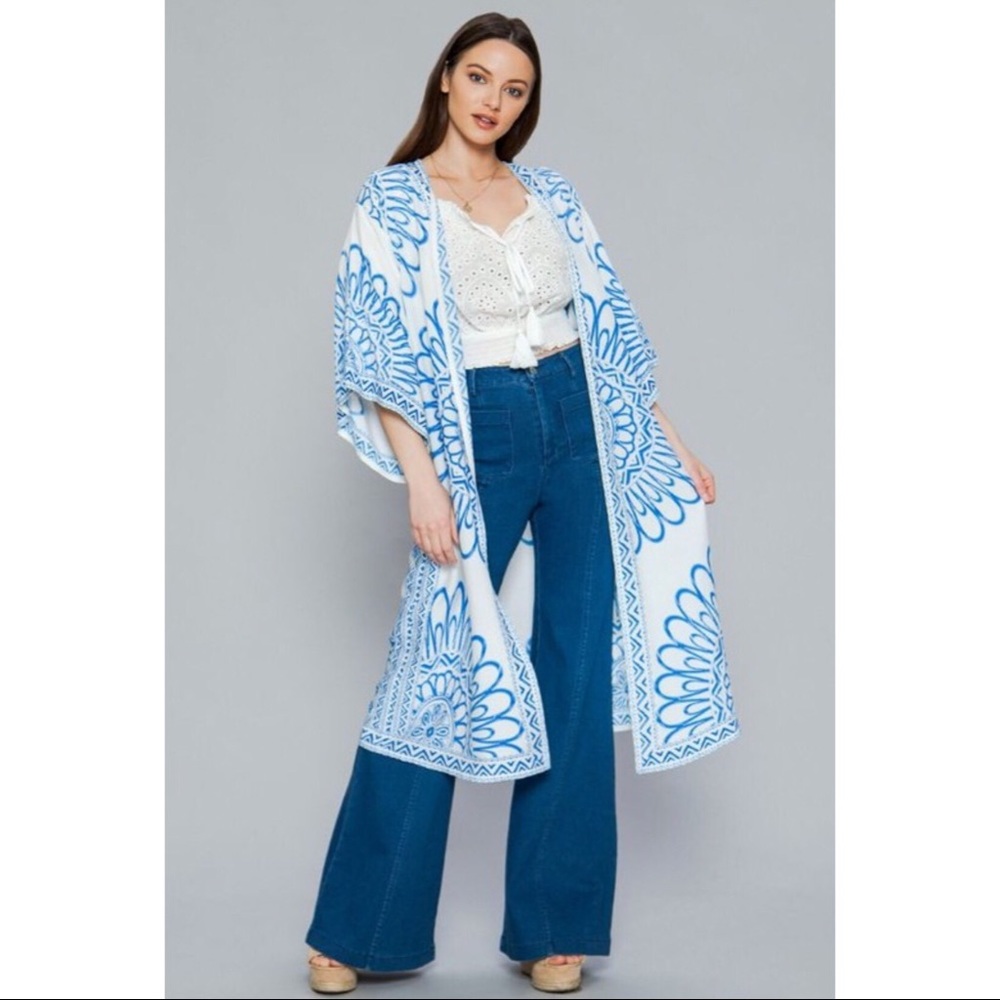 Flying Tomato Medallion Print Kimono Duster - Picture 4 of 5